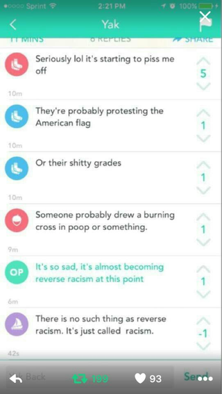 Illustration for article titled Solidarity With Mizzou's Black Students Prompts 'Equality Bullshit,' 'Blafricoons' Yik Yaks at IU